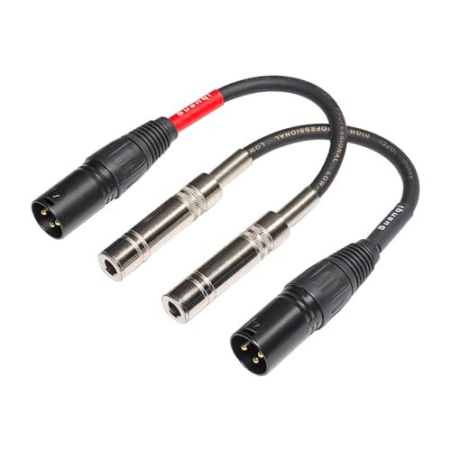 XLR Male to 1/4 inch TRS Female Adapter Cable, 6 inch, 2 Pack (XLR Male to TRS Female) - style: XLR Male to TRS Female