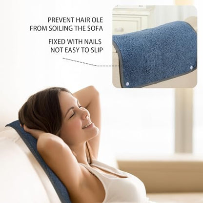 Frienda 2 Pieces Recliner Headrest Covers Sofa Headrest Protector for Recliner Chair Couch Furniture Non Slip for Living Room(Dusty Blue) - color: Dusty Blue