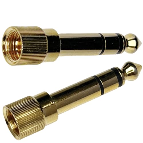 CESS 3.5mm Female to 6.35mm Male Stereo Screw-On Adapter, 2 Pack