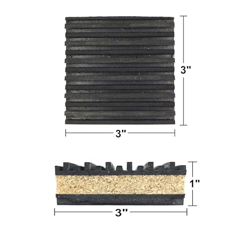PneumaticPlus Anti Vibration Rubber & Cork isolation pads, Pack of 4 (3" X 3" X 7/8") - size: 3" X 3" X 7/8"