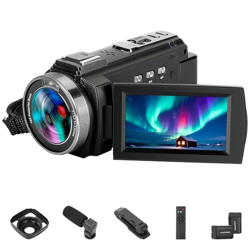 Video Camera Camcorder 4K60FPS 48MP Vlogging Camera for YouTube 3.0" Touch Screen 16X Digital Zoom WiFi IR Night Vision with 2 Batteries External Stereo Microphone,Remote,Lens Hood,Handheld Stabilizer
