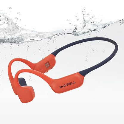 Bone Conduction Swimming Headphones with 32GB MP3 Player | IP68 Waterproof Open-Ear Wireless Sports Headphones, 10H Playtime, Bluetooth 6.0, Secure Fit for Running Swimming Surfing - color: Orange