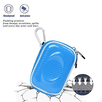 Vangoddy Hard Shell EVA Carrying Case with Carabiner and Dual Zipper for Hearing Aids, In-Ear Monitors, Small Medical Devices, Earbuds and Accessories - Blue - color: Blue