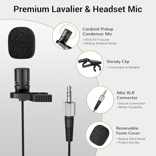 TONOR Wireless Microphones System with UHF Headset/Lavalier Lapel Mics, Bodypack Transmitter, Receiver, 4 * 10 Channels, 60 m/200ft Range for Church Conference Performance Singing Karaoke PA Speaker - style: 4 Bodypack Mics