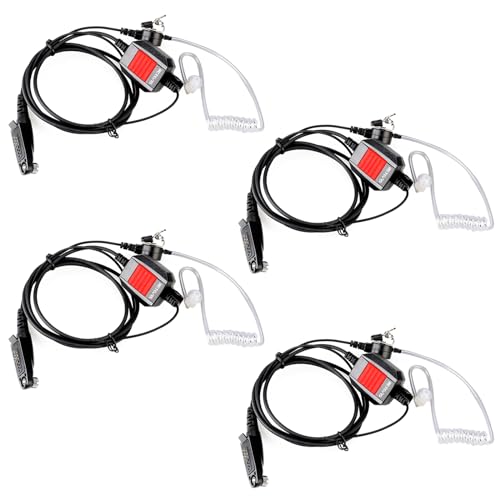 Retevis RT48 Walkie Talkie Earpiece with Mic,IP66 Waterproof | Compatible with RT29G/RT29S/RT47/RT47V, Ailunce HD1/HD2/HA1G, Motorola EX500 Walkie-talkies, 2 Way Radio Earpiec(4 Pack)