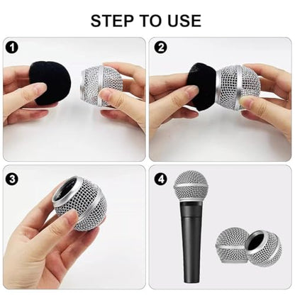 Microphone Head Replace, Steel Mesh Mic Grille Heads, Grille Mic Ball Replacement with Inner Foam, Fits for SM58 (Black, 1 pcs) - color: Black, size: 1 pcs