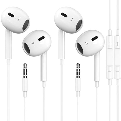 SKLNXAZ 2 Pack Wired Earbuds/Wired Headphones with 3.5mm Earphones[MFi Certified] with Microphone Volume Control Compatible for Computer,MP3/4,Android Most 3.5mm Audio Devices，White