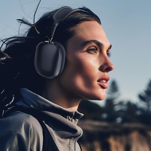 Aiivioll 3 in 1 Silicone Case Cover for AirPods Max Headphones(2024/2020), Clear Soft TPU Ear Cups Cover/Ear Pad Case Covers/Headband Cover, Ear Cushions Covers(Black) - color: Black