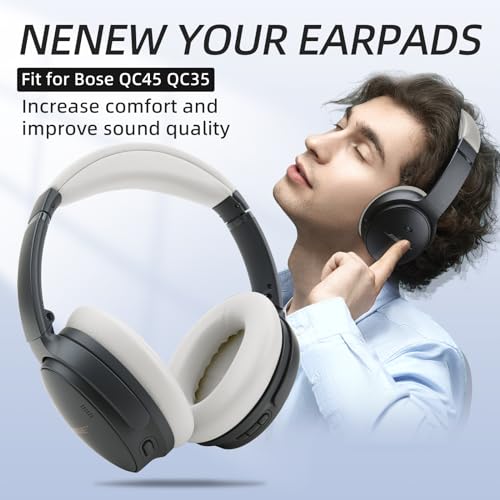 Replacement Earpads and Headband Pad Compatible with Bose QC35 QC45 Waterproof and Sweat-Resistant (Beige) - color: Beige