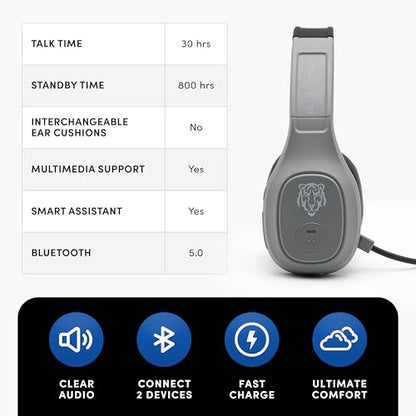 Blue Tiger Storm Gray - Wireless Trucker Bluetooth Headset with Mic - color: Gray, style: Storm