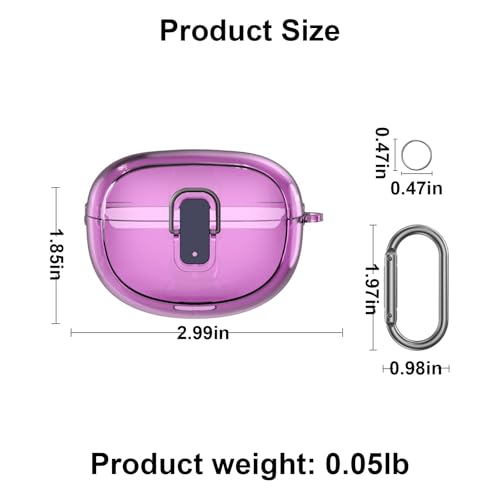 [Upgrade Lock] Case for Bose Ultra Open Earbuds(2024), VAEKNVG Shock-Absorbing Protective Armor Cover for Bose Ultra Open Earbuds Accessories, TPU Hard Shell with Carabiner (Clear Blue)