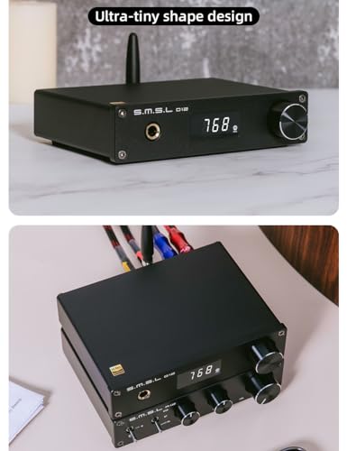 S.M.S.L D12 Audio DAC Mini HiFi Audio Decoder DAC Input USB/Coaxial/Optical Output RCA/Headphone Amplifier DSD512 32-bit 768KHZ for PS5 Switch Support MQA (Black)