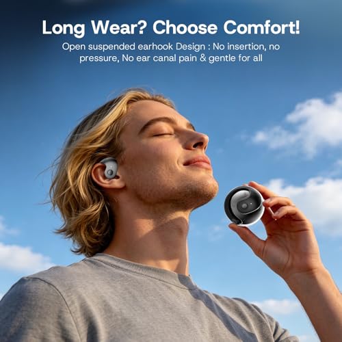 Open Over Ear Earbuds Open Ear Headphones Wireless Bluetooth | Over The Ear Earbuds That Don'T Go In Your Ear Air Conduction With Awareness Of Surroundings With Over-Ear Hooks - color: Black