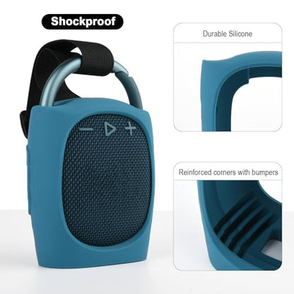 Silicone Protective Carrying Case Compatible with JBL Clip 4 - Portable Mini Speaker Stand UP Cover Pouch for JBL Clip 4 (Blue) - color: Blue