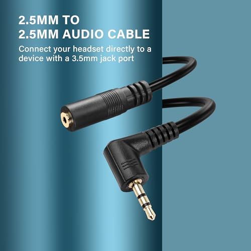 Right Angle 2.5mm Audio Aux Cable,90 Degree 2.5mm Male to Female TRS Stereo Audio Extension Cable for Smartphone,Headphone,Mp3 Player（0.3M）