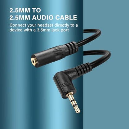 Right Angle 2.5mm Audio Aux Cable,90 Degree 2.5mm Male to Female TRS Stereo Audio Extension Cable for Smartphone,Headphone,Mp3 Player（0.3M）