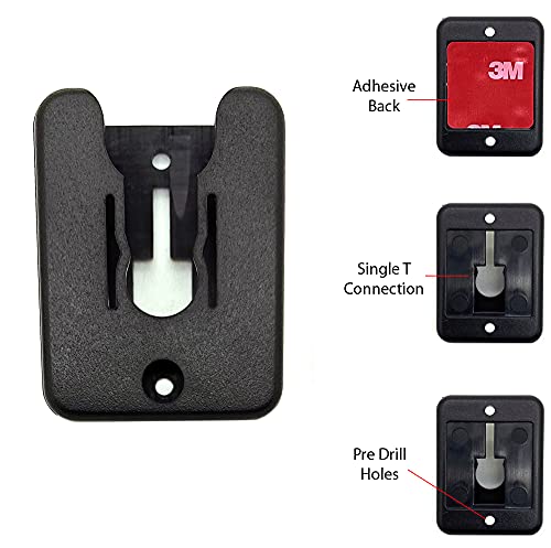 Universal Ham CB Radio Microphone Mic Hanger Holder Mount with Adhesive back, Pre Drill Holes & Single T Tab connection