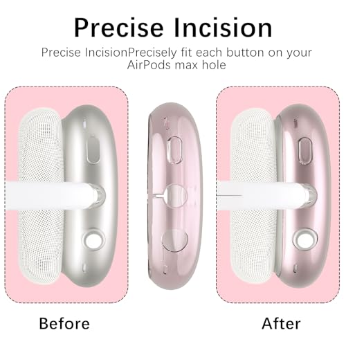 Headphone Cover for AirPods Max, Girly Cute Clear Ear Cups Covers, Pink Silicone Ear Pad Case Headband Cover for Apple AirPods Max (2024/2020), Pink Petals - color: Pink Petals-Pink