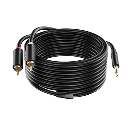 3.5mm Aux to RCA Cable 33FT, 1 Pack, Black, 1/8 Aux Male to Dual RCA Male Stereo Y Splitter Cord, 24K Gold-Plated, Compatible with Television, PC, Smartphone, Dot, Tablet and Speaker - size: 33 FT, style: Black, 1 Pack