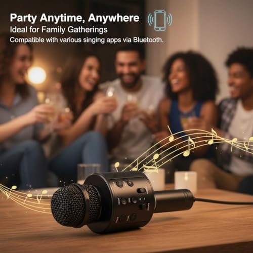 Wireless Bluetooth Karaoke Microphone Portable Handheld Mic Speaker 3-in-1 for All Gifts Smartphones