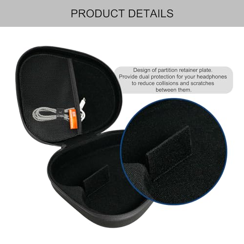 Headphones Case for Skullcandy/JBL/Bose/Sony Wireless Headphones - Black | Travel Case Carrying Cover Bag, Storage Protective Bag with Cable - color: Black