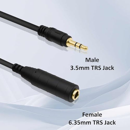 6.35mm 1/4 to 3.5mm TRS Headphone Extension Cable Audio Adapter 30cm | 1/4 Inch Female to 1/8 3.5mm Male,Stereo,for Headsets Amplifiers Guitar Speakers 2pcs