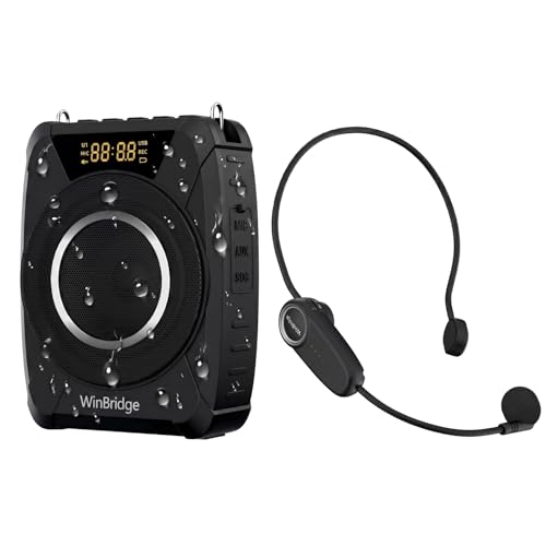 20W Wireless Voice Amplifier with UHF Headset Microphone for Outdoor - M801 | Portable Bluetooth PA System, IPX6 Waterproof & Rugged, AUX/USB/TF/TWS, Auto-Pairing, for Teachers, Tour Guides, Training