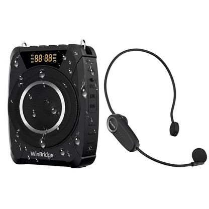 20W Wireless Voice Amplifier with UHF Headset Microphone for Outdoor - M801 | Portable Bluetooth PA System, IPX6 Waterproof & Rugged, AUX/USB/TF/TWS, Auto-Pairing, for Teachers, Tour Guides, Training
