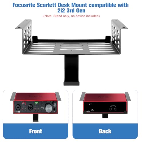 Metal Under Desk Mount for Focusrite Scarlett 2i2 3rd Gen with Adjustable Headphone Hanger Stand, Metal Under Desk Mount for Audio Interfaces and Studio Gear (Only for Focusrite Scarlett 2i2 3rd Gen)
