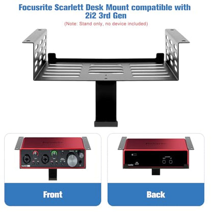 Metal Under Desk Mount for Focusrite Scarlett 2i2 3rd Gen with Adjustable Headphone Hanger Stand, Metal Under Desk Mount for Audio Interfaces and Studio Gear (Only for Focusrite Scarlett 2i2 3rd Gen)