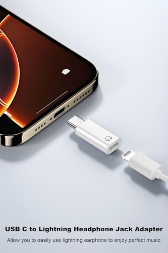 AreMe USB C to Lightning Headphone Adapter, USB C to 3.5mm Audio Adapter | USB Male to Type C Female Converter Connector (White, 4 Pack)