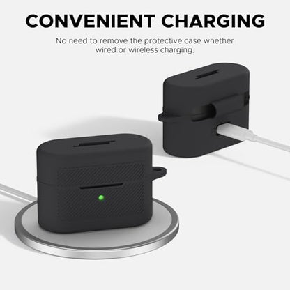 Soft Silicone Case for Sony WF-1000XM6 with Keychain&Cleaning Pen kit,Anti-Scratch Shockproof Protective Case Cover for Sony WF-1000XM6 Wireless Earbuds Charging Case (Black) - color: Black