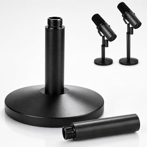 Desktop Microphone Stand for Shure SM7B/SM7DB | Adjustable Height with 2 Extension Rods, All-Metal Heavy-Duty, Easy Setup & Portable Space-Saving Mic Stand
