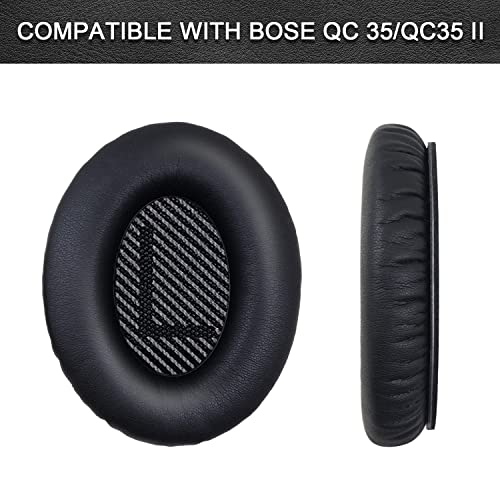 Replacement Ear Pads for Bose QuietComfort 35 35 II 15 25(qc 35 25 15/QC35 ii), Headphone Ear Covers, High Density Memory Cotton, Soft Leather, Adaptive Noise Isolation Headphones Pads Cushions - color: black, style: QC35