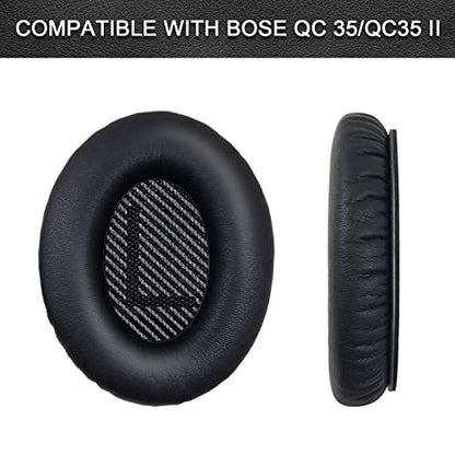 Replacement Ear Pads for Bose QuietComfort 35 35 II 15 25(qc 35 25 15/QC35 ii), Headphone Ear Covers, High Density Memory Cotton, Soft Leather, Adaptive Noise Isolation Headphones Pads Cushions - color: black, style: QC35