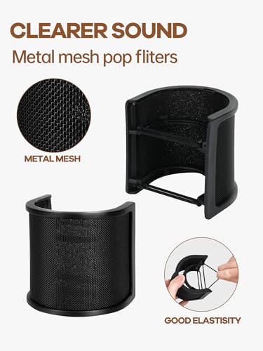 YOUSHARES Mic Pop Filter - Upgraded Three Layers Windscreen Mask Shield Compatible with AT2020 USB Gaming Microphone, Suitable for 35 mm to 50 mm Microphones