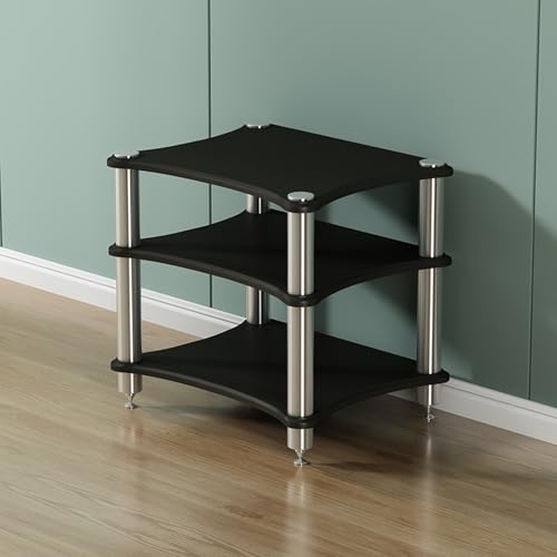 Stereo cabinet,audio rack,av media stand,stereo stand,audio stand,av cabinet,stereo racks and stands,media rack,hifi rack,audio rack cabinet,stereo rack,audio cabinet,audio-video shelving,av rack(3-la - color: 3-layer, size: Black