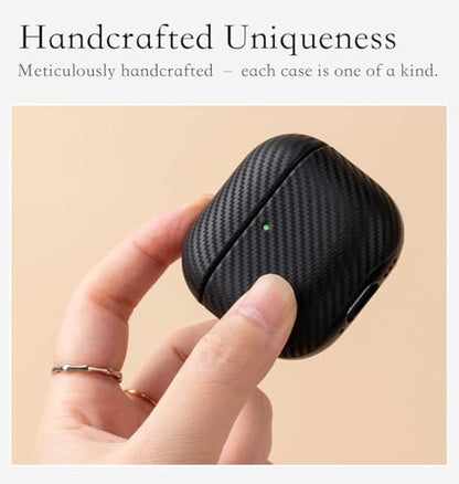 Edge Series - Leather Case for AirPods 4th Generation - Black | Artisan Hand-Wrapped Case - Top Grain Leather - Carbon Fiber Finish - Microfiber-Lined Scratch Protection - color: Black, size: Edge Series