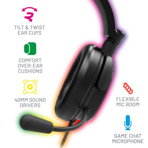 4Gamers C6-100 LED Light-Up Gaming Headset for PS5, Xbox & PC