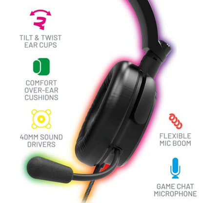 4Gamers C6-100 LED Light-Up Gaming Headset for PS5, Xbox & PC