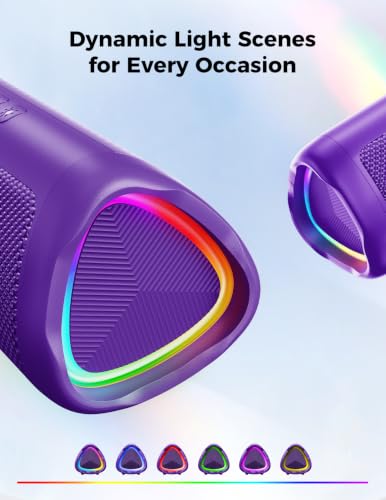 Bluetooth Speaker, 20W HD Sound, Portable Wireless, IPX5 Waterproof, Up to 24H Playtime, TWS Pairing, for Home/Party/Outdoor/Camping/Beach Essentials, Electronic Gadgets, Birthday Gift (Purple) - color: Purple