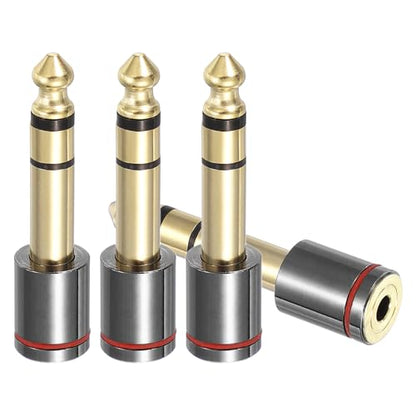 MECCANIXITY 2Pcs TRS 6.35mm Male to 3.5mm Female 1/4" Plug to 1/8" Gray | Stereo Headphone Adapter, Jack, Audio Converter, Pure Copper, Gold Plated, for Guitars Speakers Computers