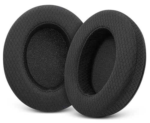Upgraded Earpads for HyperX Cloud/Alpha, Audio Technica M50X/M40X- Black | Replacement ear pads Also for MDR-7506, Turtle Beach Stealth 400/600 & More - Cushions with Breathable Mesh Fabric