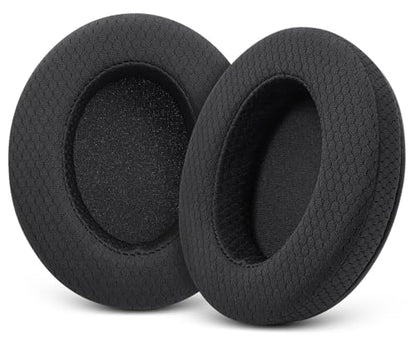 Upgraded Earpads for HyperX Cloud/Alpha, Audio Technica M50X/M40X- Black | Replacement ear pads Also for MDR-7506, Turtle Beach Stealth 400/600 & More - Cushions with Breathable Mesh Fabric