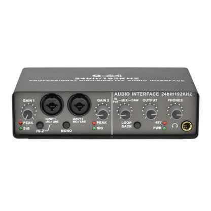 USB Sound Interface Recorder - 2-Channel XLR TRS High Impedance Input with Phantom Power, 192KHz/24Bit for Music Recording on Computer & Phone, 6.8 x 4.7 x 1.9 Inch