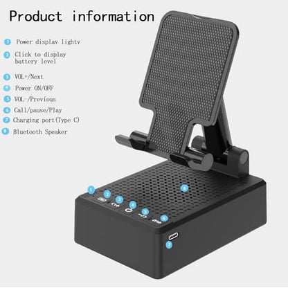 Gifts for Dad Mom Boyfriend,Cell Phone Stand with Wireless Bluetooth Speaker,HD Surround Sound Bluetooth Speaker for Home Kitchen and Outdoors Compatible with Mobile Phone, Gifts for Men Women(Black)