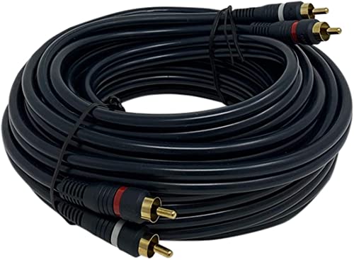 iMBAPrice 2 RCA to 2 RCA Stereo Audio Cable, 50 Feet | Gold-Plated Dual RCA Male to Male, For Home Theater, HDTV, Amplifiers, For Subwoofers, Gaming Consoles, For Hi-Fi Systems - size: 50 Feet