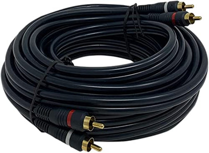 iMBAPrice 2 RCA to 2 RCA Stereo Audio Cable, 50 Feet | Gold-Plated Dual RCA Male to Male, For Home Theater, HDTV, Amplifiers, For Subwoofers, Gaming Consoles, For Hi-Fi Systems - size: 50 Feet