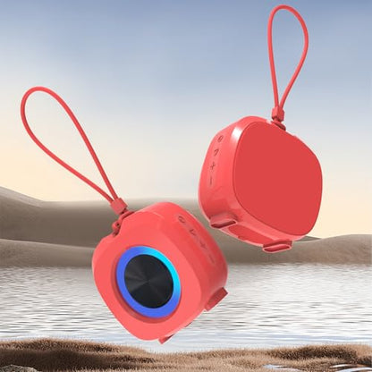 PEICHENG Speaker, Small Portable Bluetooth Wireless IPX5 Waterproof Shower Speaker,Loud Stereo Sound Deep Bass,Dual Pairing, RGB Lights,Long Playtime for Outdoor Party, Great Gift,1PC (Red) - color: Red