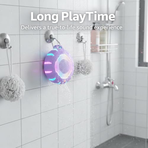 HEYSONG Waterproof Shower Bluetooth Speaker, Durable & Portable with Clear Sound, Ideal for Shower, Pool, Beach & Kayaking – Great Gift for Girls, Women & Men - color: Purple
